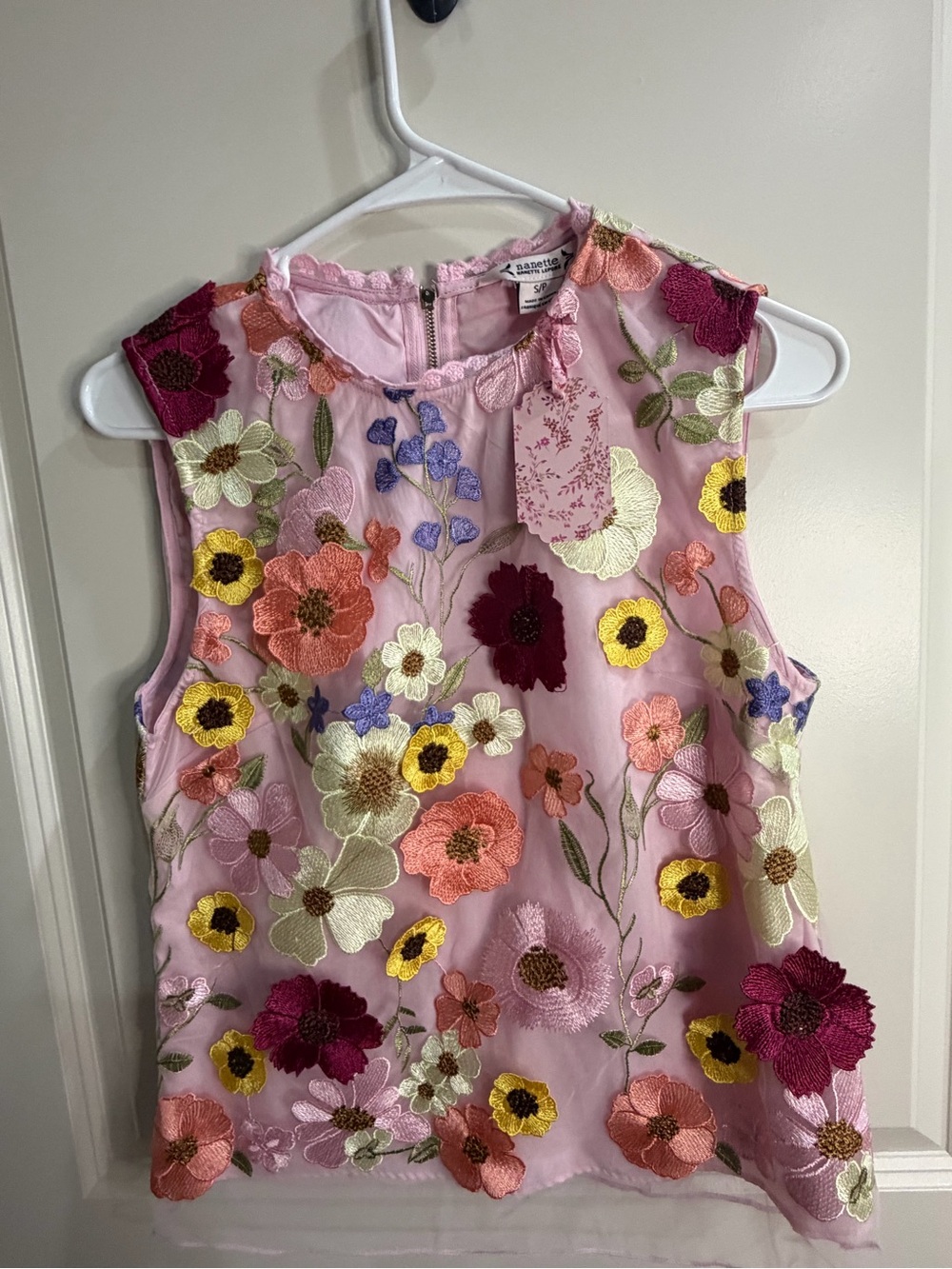 Nanette Lepore Sleeveless Pink Floral Embroidered Top - NWT